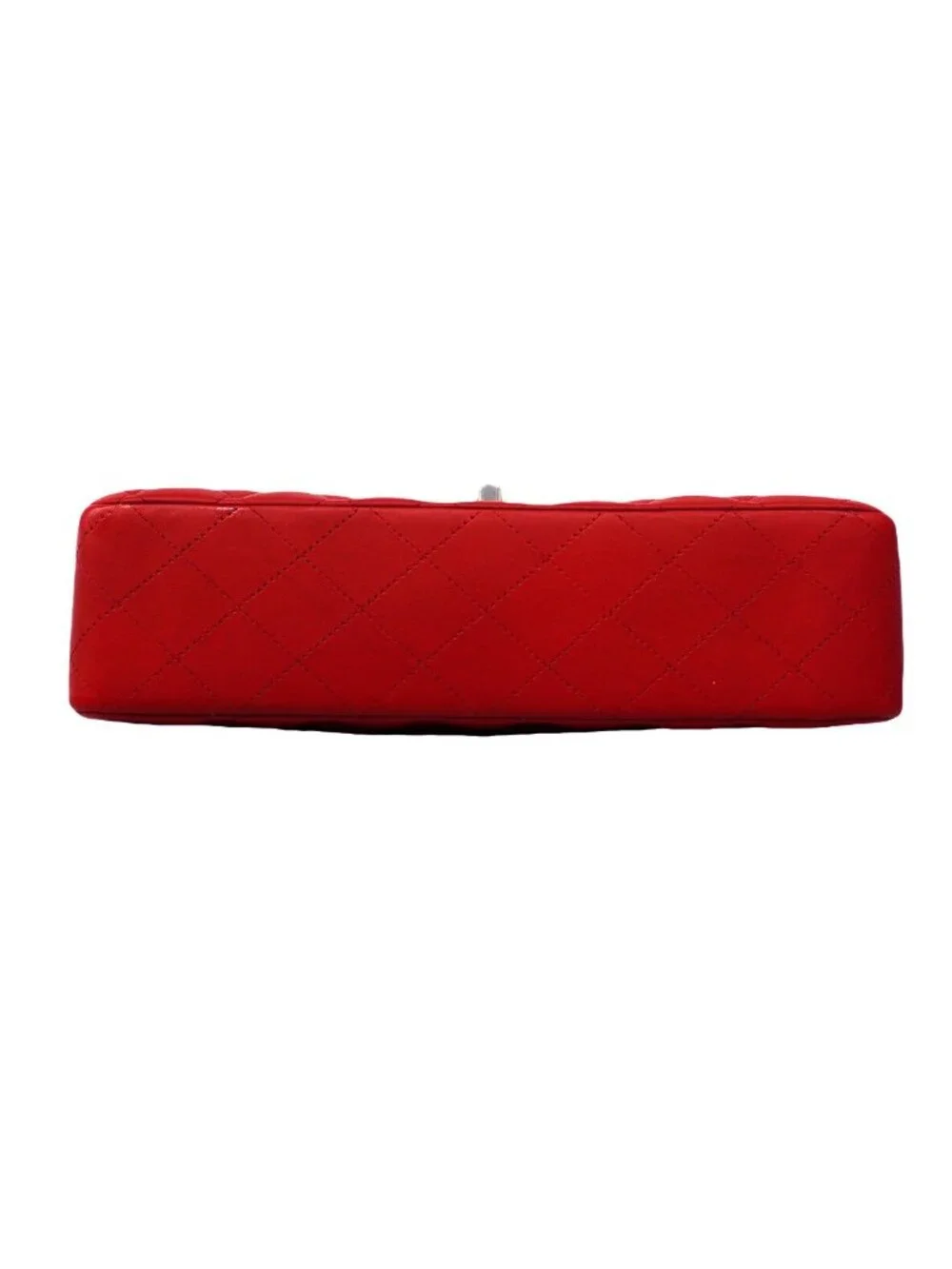 Chanel Shoulder Bag Quilted Lambskin Red Silver